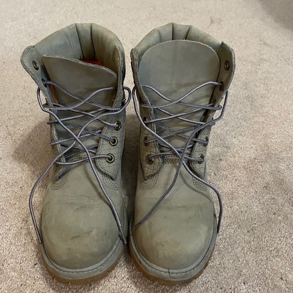 Timberlands Grey/Green Premium Woven Suede Boots